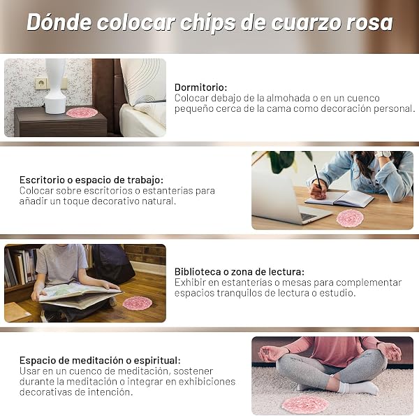 500g Chips de Cristal Natural de Cuarzo Rosa Triturado - Chips de Cristales de Sanación de Cuarzo Rosa a Granel, Gemas de Cristal Triturado para Manualidades, Hermoso Paquete para Regalo - 4