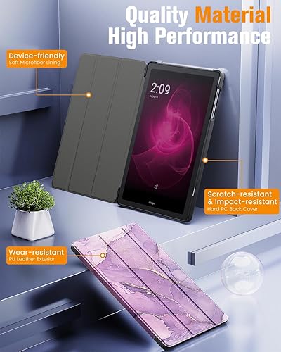Miniatura 5 de MoKo Funda para tablet T-Mobile Revvl Tab 5G de 10.36 pulgadas, función de activaciónapagado automático y protector completo de cuero delgado con