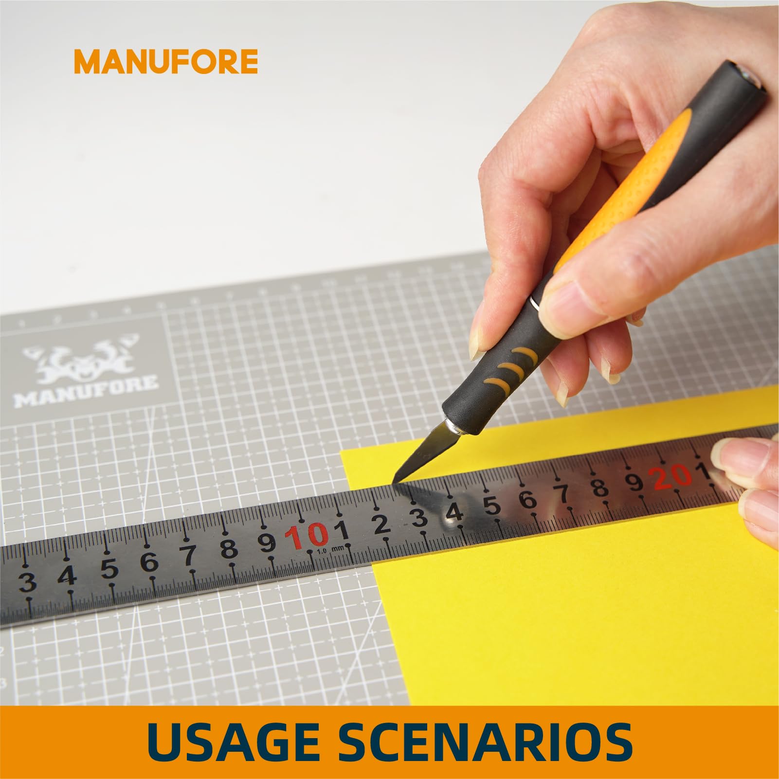 MANUFORE Lot de tapis de découpe gris A3, A4, A5 avec échelle en centimètres et en pouces, planche à découper auto-cicatrisante avec 5 épaisseurs de 3 mm pour l'utilisation d'un cutter rotatif, d'un