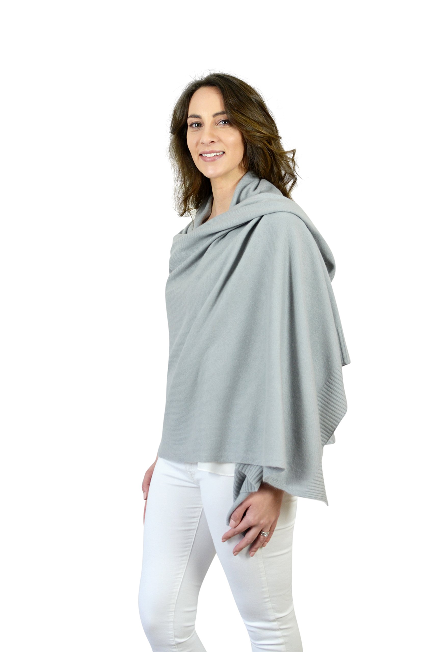 Mimi & Thomas Pure 100% cashmere travel wrap scarves stole pashmina shawls180 x 70 cm (Grey)