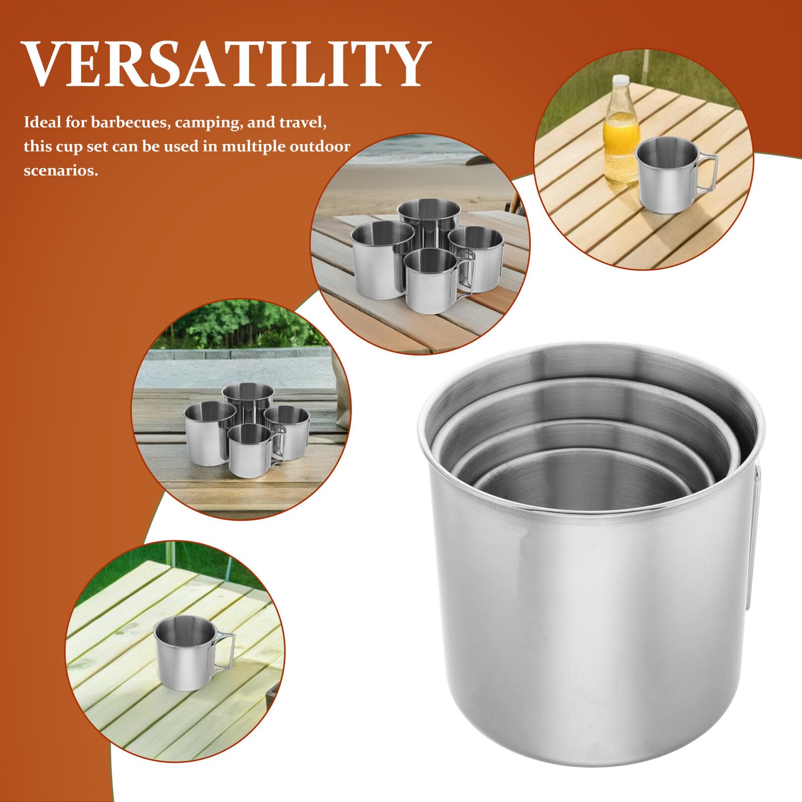 BESTonZON 4 Stück Teiliges Outdoor Camping Becher Set mit Klappbarem Griff Faltbare Trinkbecher für Reisen Bbq Wandern und Picknick Platzsparend und Robust