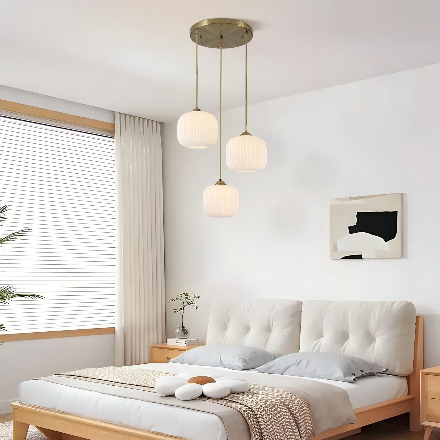 Lampe suspendue verre avec abat-jour moderne salle à manger lustre boule blanc laiteux chambre à coucher réglables Suspension Luminaire grange éclairage d'îlot de cuisine convient couloir