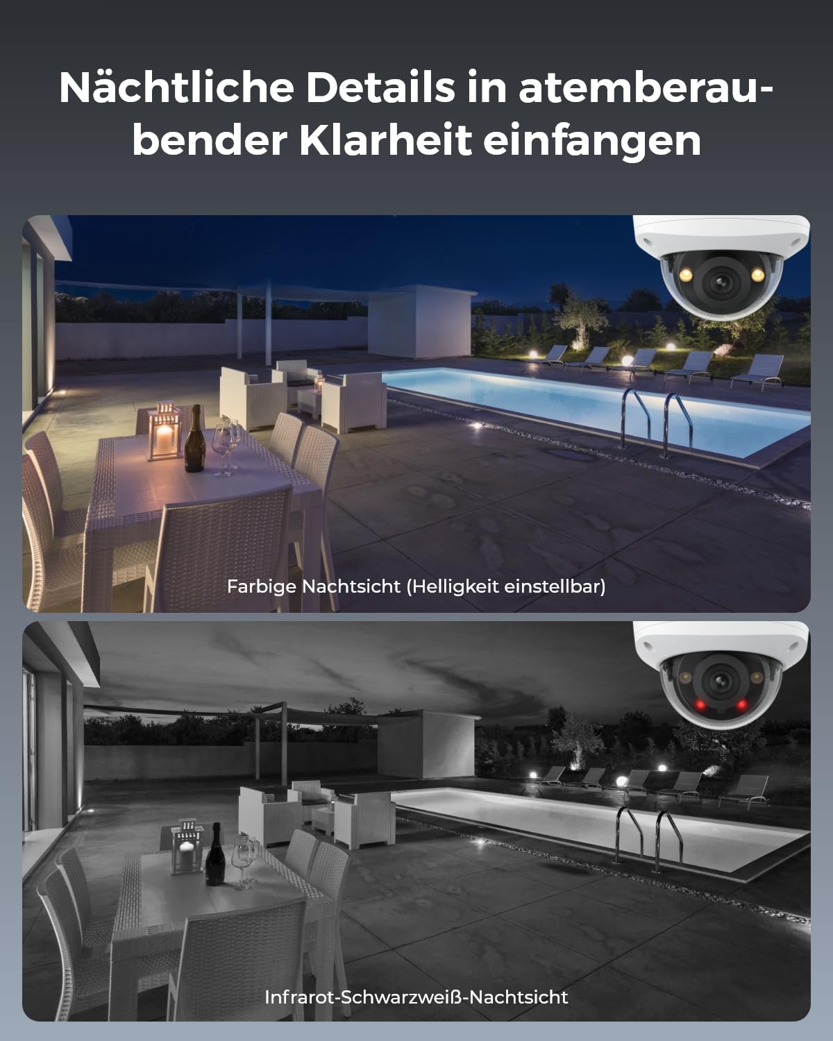 Reolink 4K 8-Kanal Dome PoE Überwachungskamera Set Aussen mit IK10 Vandalismusschutz, Farbnachtsicht, Integrierter 2TB HDD, Intelligenter Personen-/Fahrzeug-/Tieralarme, 2-Wege-Audio, IP67, RLK8-800V4