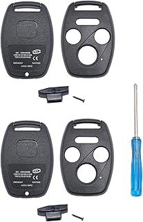 2PCS Replacement Key Fob Cover Case fit for Honda 2003-2012 Accord 2006-2013 Civic EX 2009-2015 Pilot 2005-2006 CR-V Ridgeline Odyssey Keyless Entry Key Fob Shell (3+1, Black 2)