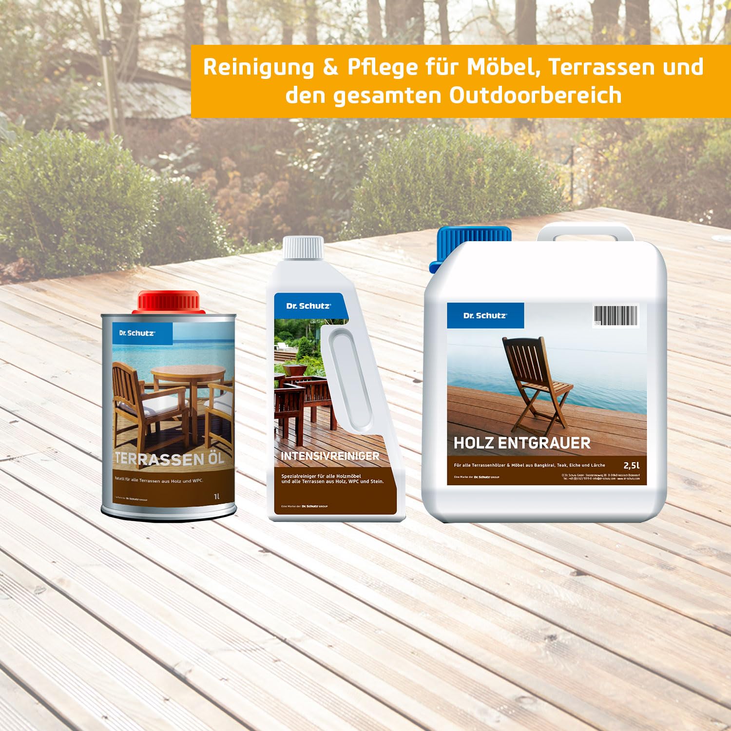 Dr. Schutz Bangkirai Öl 2,5 L | Holzöl aussen für Terrassendielen und Gartenmöbel pigmentiert im Farbton Bangkirai | naturölbasierte Holz-Imprägnierung mit Langzeitwirkung und UV-Schutz | Terrassenöl