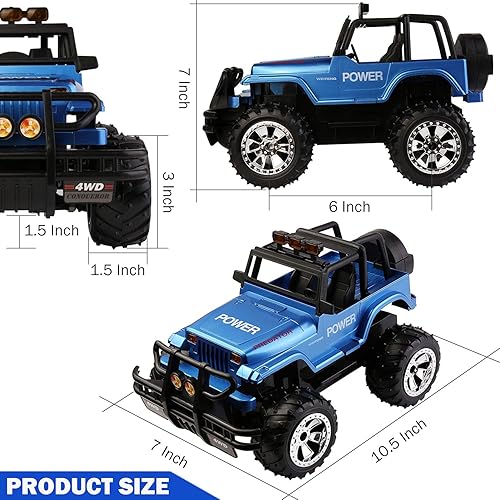 Miniatura 7 de Camión monstruo de control remoto para niños 4-7, 1/16 todoterreno RC Truck Crawler de alta velocidad RC Pickup SUV con luces LED recargable RC