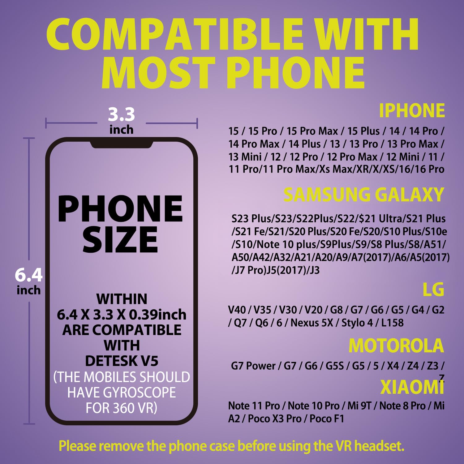 DESTEK V5 VR Headset for Phone with Controller, Anti-Blue Eyes Protected HD Lenses, 110° FOV Virtual Reality Headsets VR Goggles for iPhone 16/15/14/13/12/11, Samsung, Android - Black