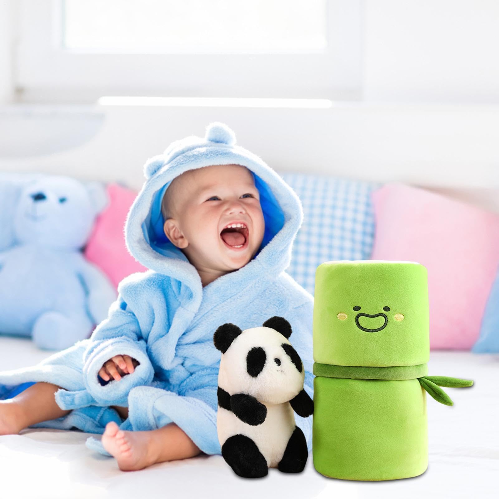 Pluszowa panda z pokrowcem bambusowym Wygodna Przytulanka W Kształcie | Pluszowa Lalka Uroczy Towarzysz Snu Dla Dzieci Na Prezent Urodzinowy Oraz