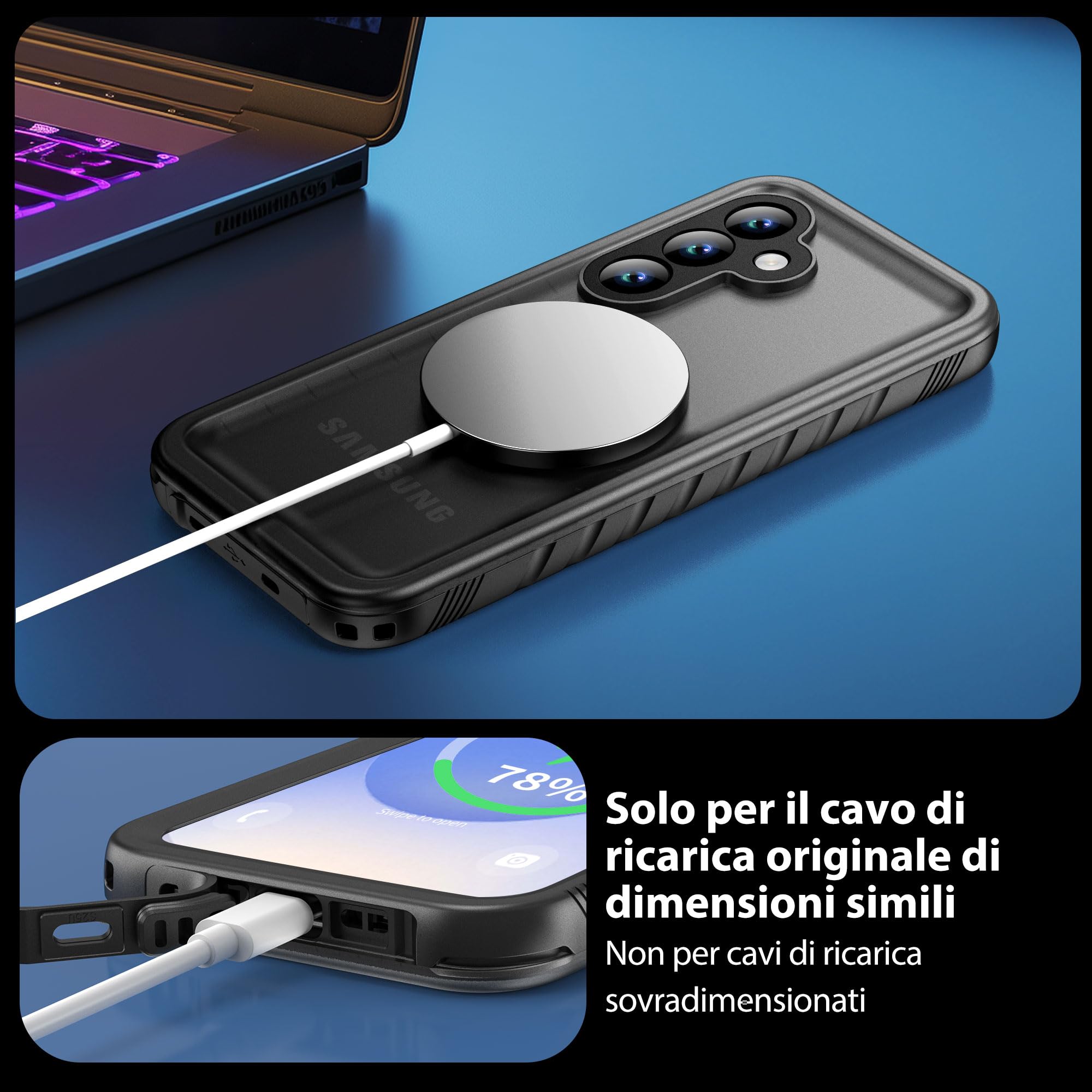 SPORTLINK Cover per Samsung Galaxy S25 Impermeabile - 360 Full Body Armor Protettiva S25 Case [IP68 Waterproof] [6FT Antiurto] Custodie Antipolvere Subacquea con Fotocamera/Schermo Protezione