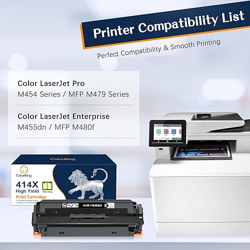 Miniatura 3 de ColorKing Cartuchos de tóner 414X de repuesto para HP 414X negro W2020X 414A W2020A alto rendimiento para impresora Color Pro MFP M479fdw M479fdn