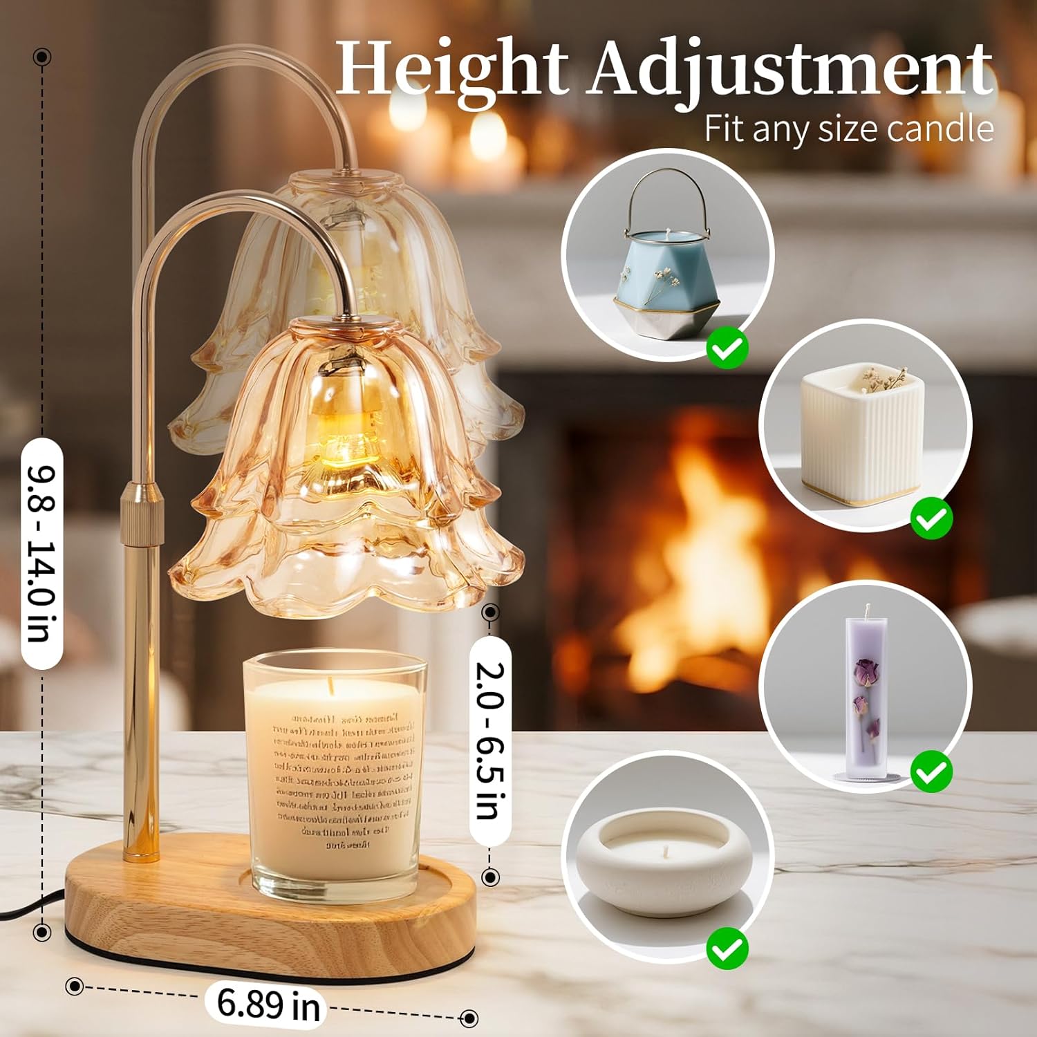 Flower Candle Warmer Lp with Timer - Dimmable Electric Candle Lp,