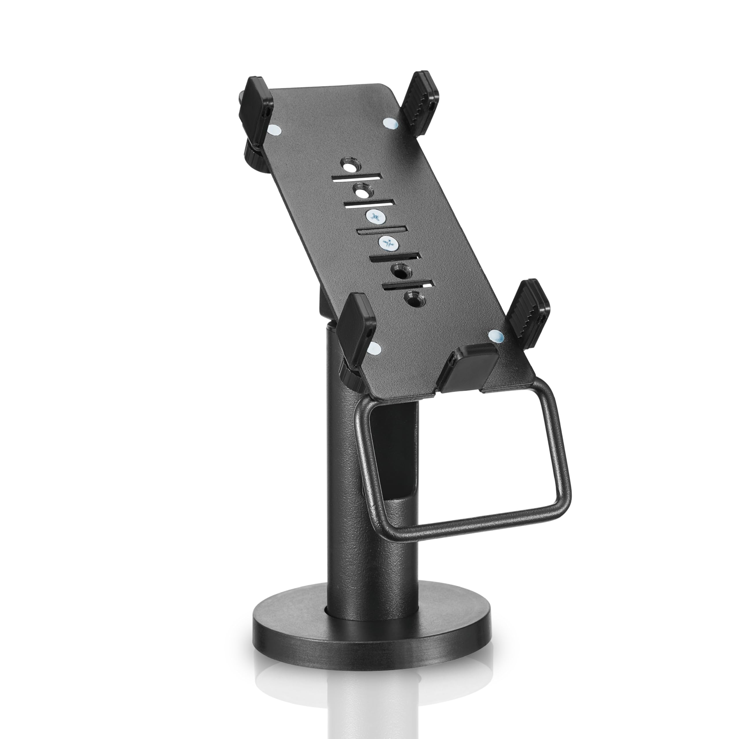 White Mulberry Universal Credit Card Terminal Stand with Width Adjustment, Aluminum/Steel, Fine Texture Black, Grommet Mount, 6.5” Panel Size, 180° Swivel & 45° Tilt-image-37