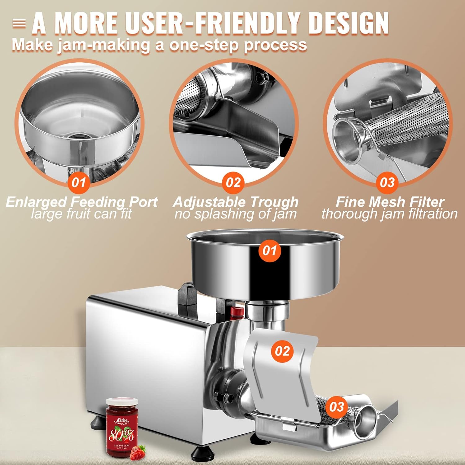 Buy VBENLEM 110V Electric Tomato Strainer 370W Commercial Grade Tomato Milling Machine Stainless