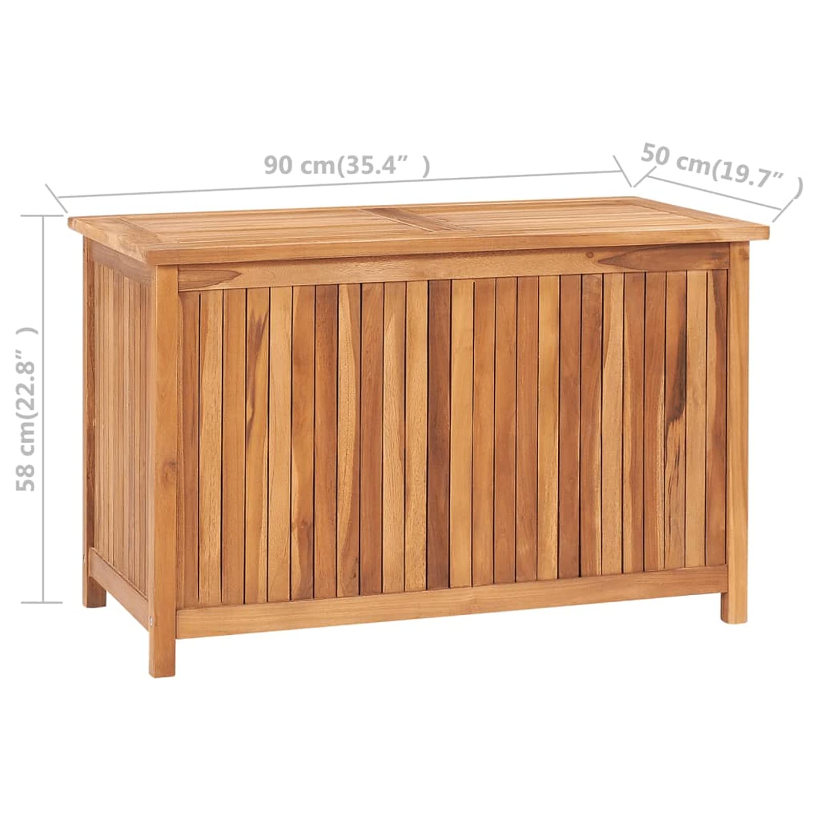 ShGaxin Schowek ogrodowy 90x50x58 cm Solidne drewno tekowe, pudełko do przechowywania ogrodu, skrzynia do przechowywania, pudełko do przechowywania, 384