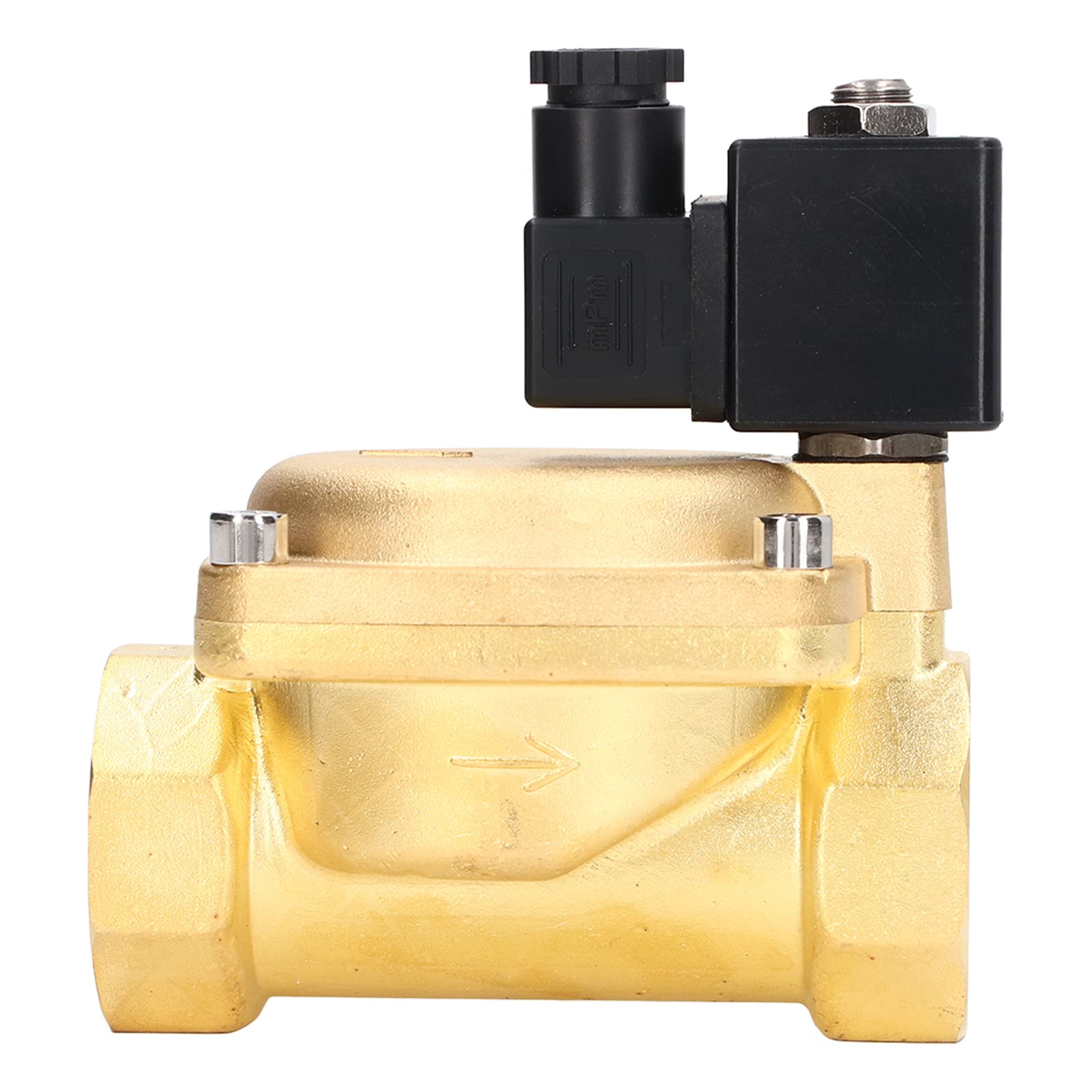 G1-1/2 Zoll Messing-Magnetventil, Messinggehäuse, vorgesteuertes Universal-Magnetventil, G1-1/2 Zoll Rohrgröße, 2 Positionen, 2 Wege, normalerweise geschlossen, Nitril-Butylen-Dichtung