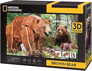Comprar Cubic Fun- CubicFun 661096 National Geographic Puzle Oso Pardo, Puzzle Animal 3D con 88 Piezas, Juego de construcción para niños a Partir de 8 años