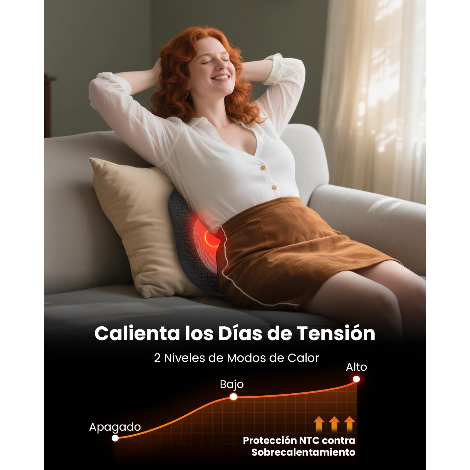 BOB AND BRAD Masajeador de Espalda y Cuello con Calor para Alivio del Dolor, EZBack Go Tejido Profundo 4D Shiatsu Masaje, Cojín de Masaje con Asa para Oficina y Hogar, Regalo para Hombres y Mujeres