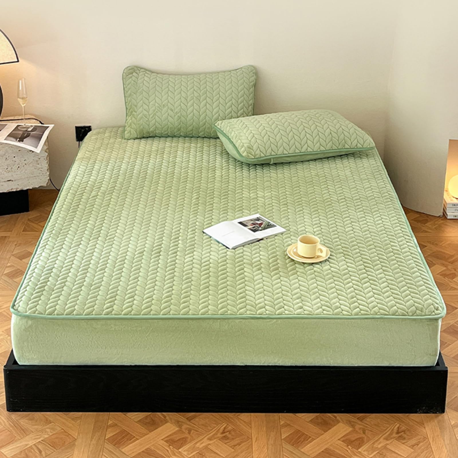 Luxus Cashmere-Touch Spannbettlaken 120x200+25cm/3pcs Plüsch Flanell Bettlaken Warme Plüsch Spannbettlaken Cashmere-Touch Bettlaken Jersey Flanell Fleece Spannbetttuch Laken Rosa