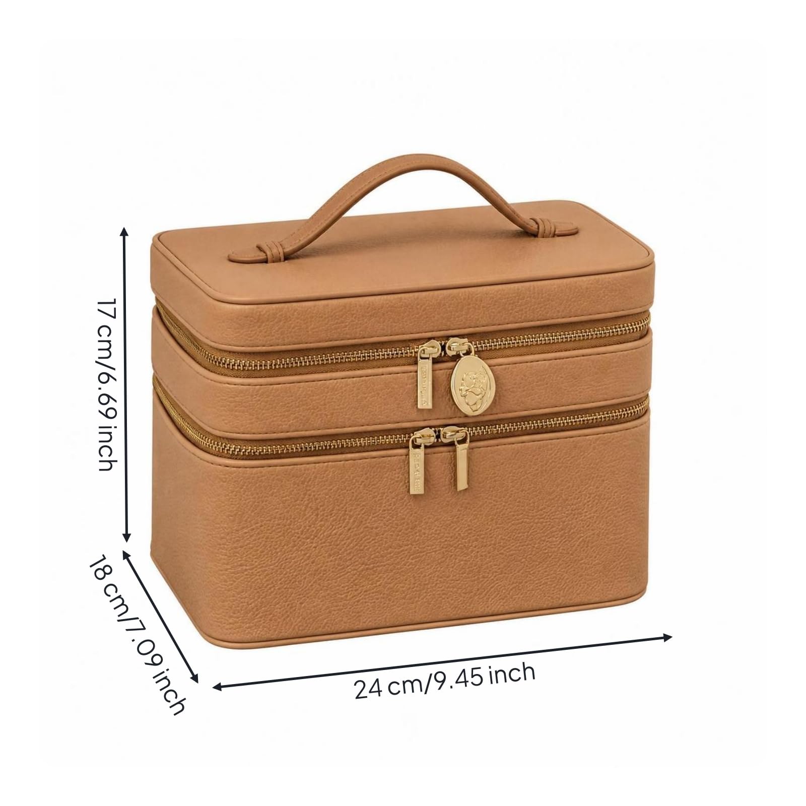 predolo Bolsa Maquillaje Viaje | Estructura Rígida y Estable, Neceser Maquillaje, Versátil, para Tocador, Estudiantes, Marrón