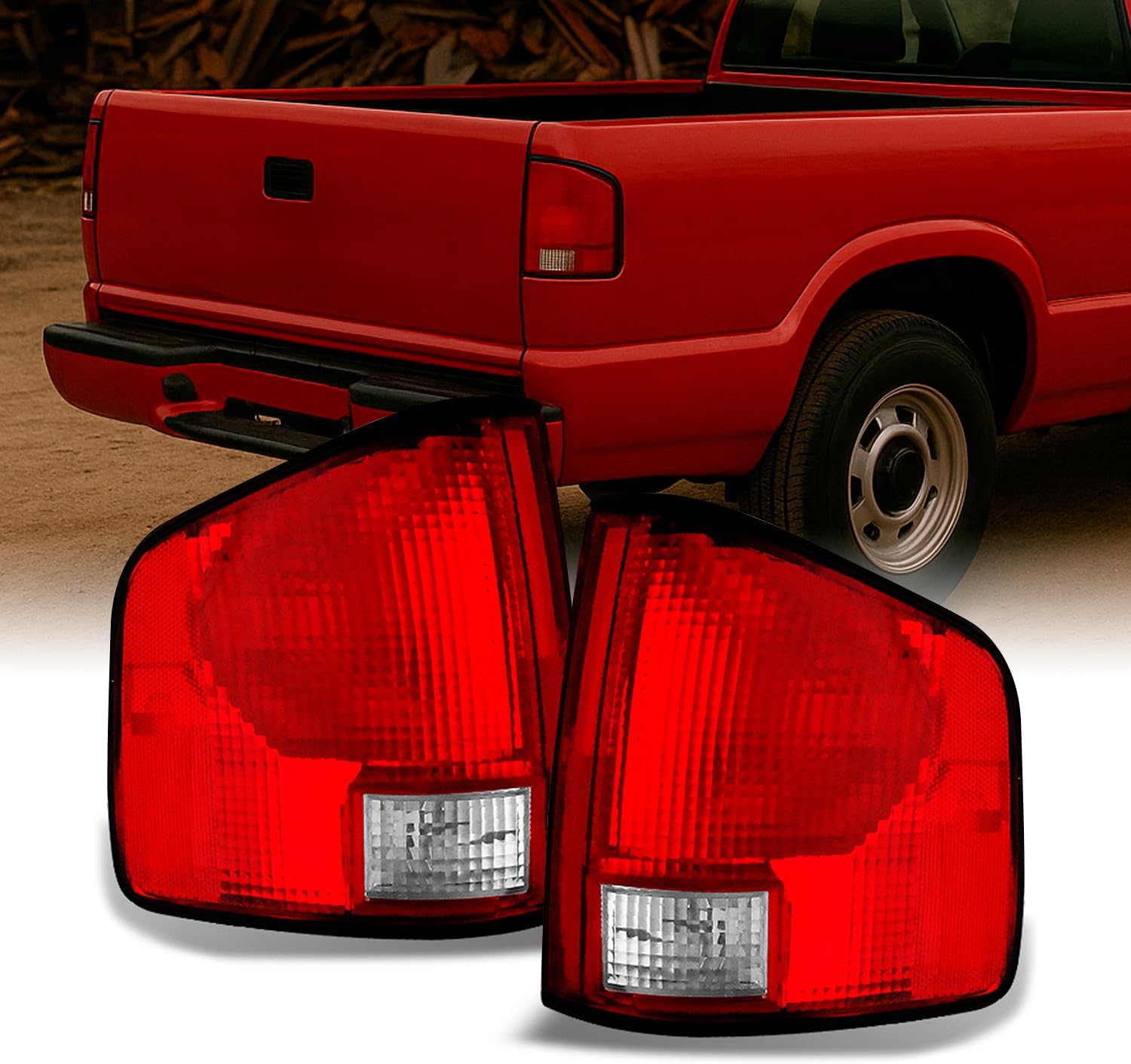 AKKON - For Chevy S10 Pickup S-15 Somona Izusu Hombre Red Clear Tail Lights Brake Lamps Replacement Left + Right