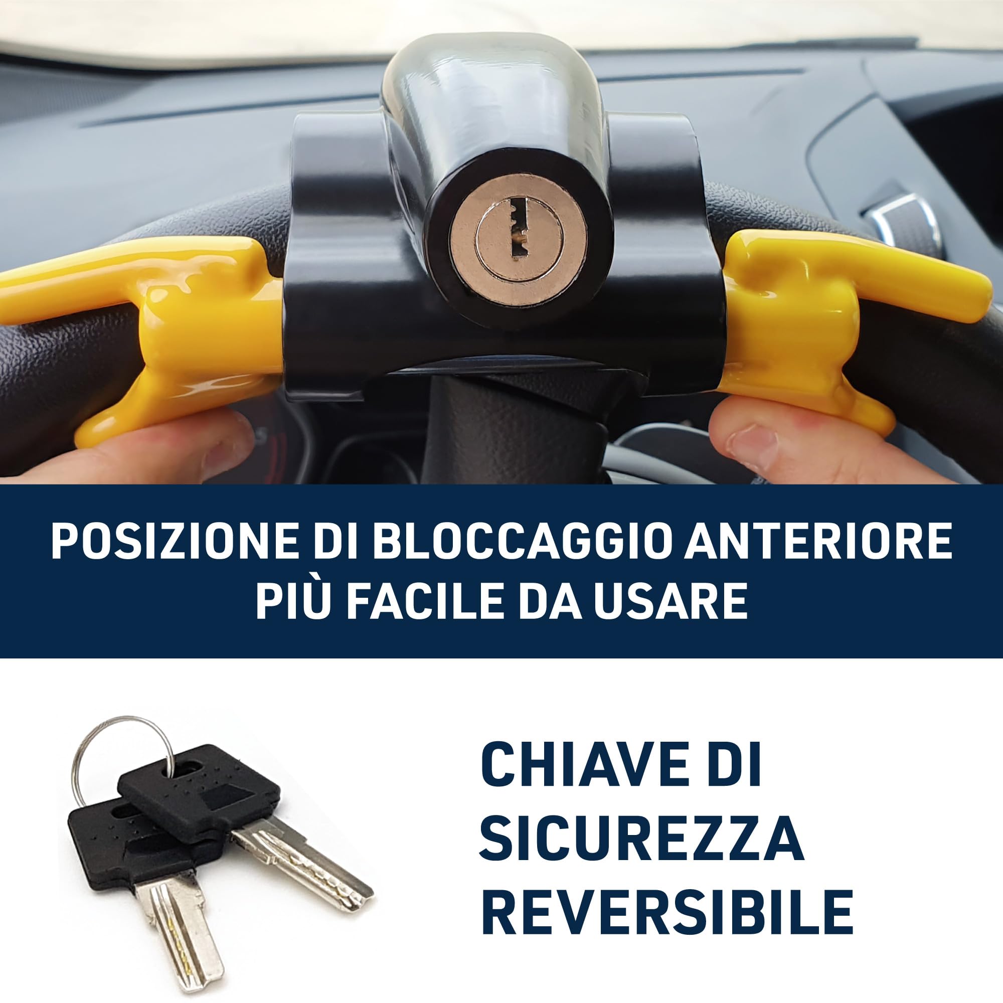 Antifurto Auto Alta Sicurezza, Blocca Sterzo Universale per Auto Furgone Camper