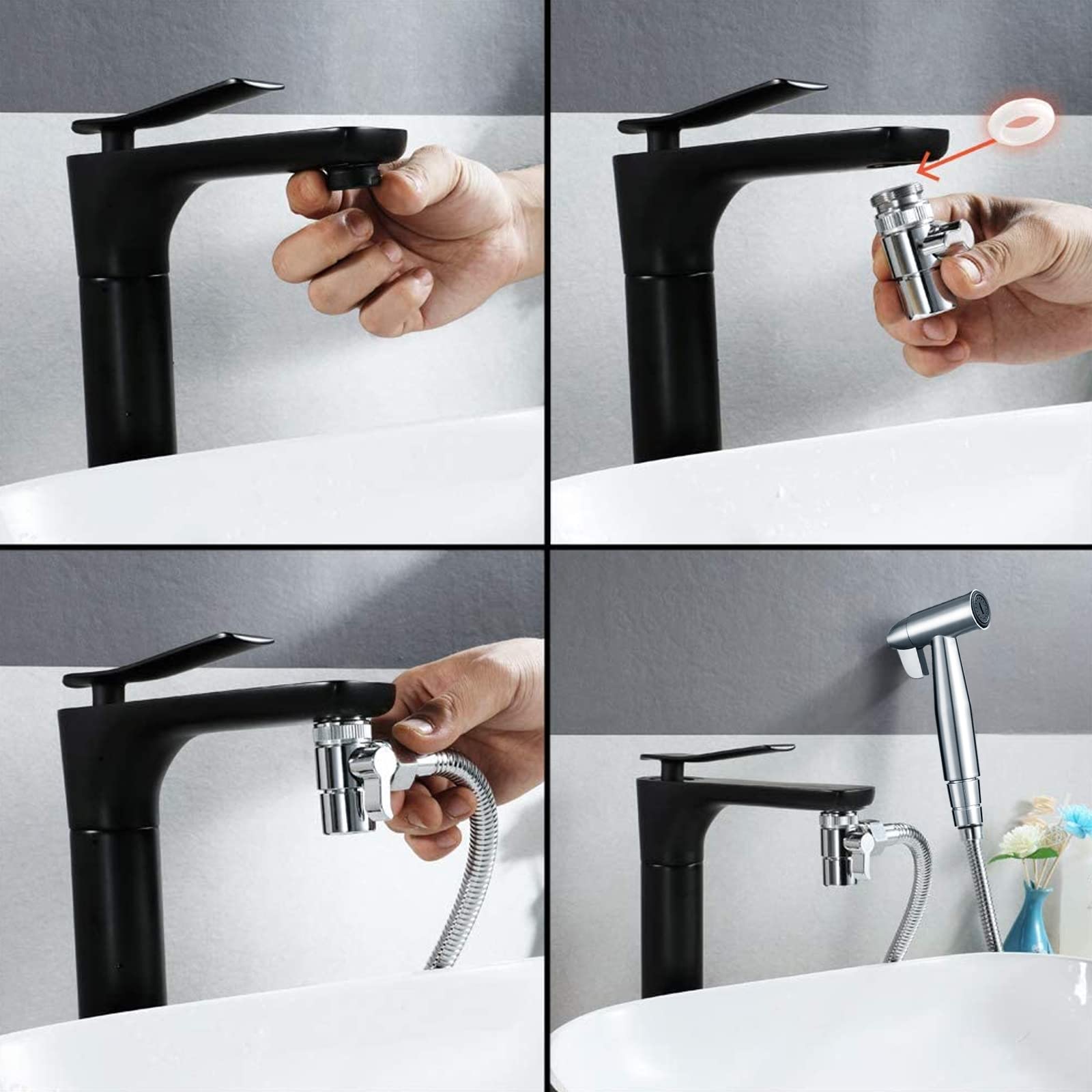 Bidet doccia a mano in acciaio inox, kit spruzzo per pannolini con rubinetto e tubo flessibile