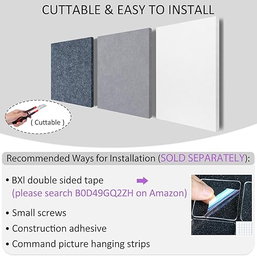 Miniatura 6 de BXI - Amortiguador de sonido - 6 unidades de panel de absorción acústica de alta densidad, de 16 x 12 x 38 de pulgada, reducen la reverberación del