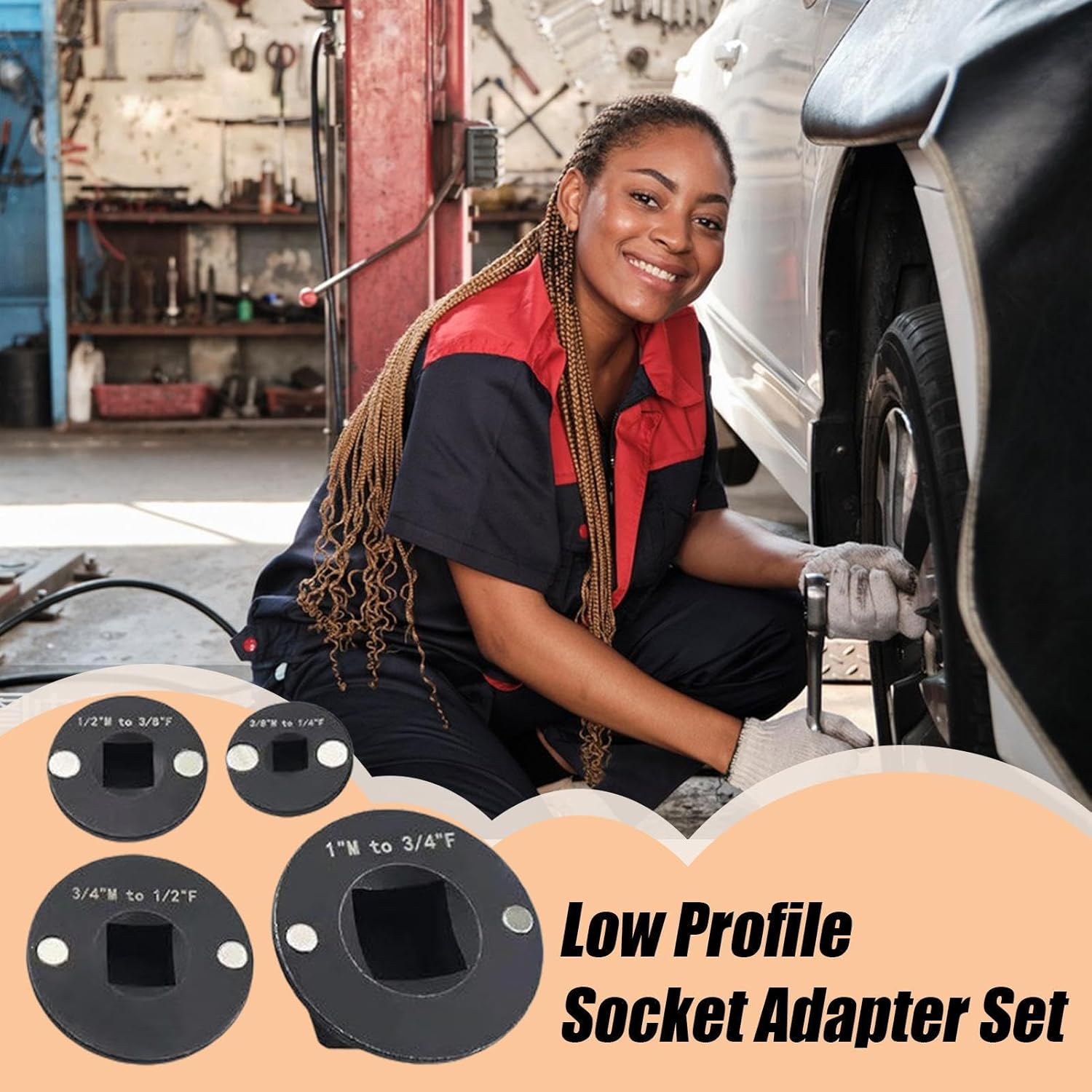 ロープロファイル ソケット アダプター セット - ソケットアダプター,4点 工具アクセサリー ドリル用レンチ 狭いスペース用 家庭