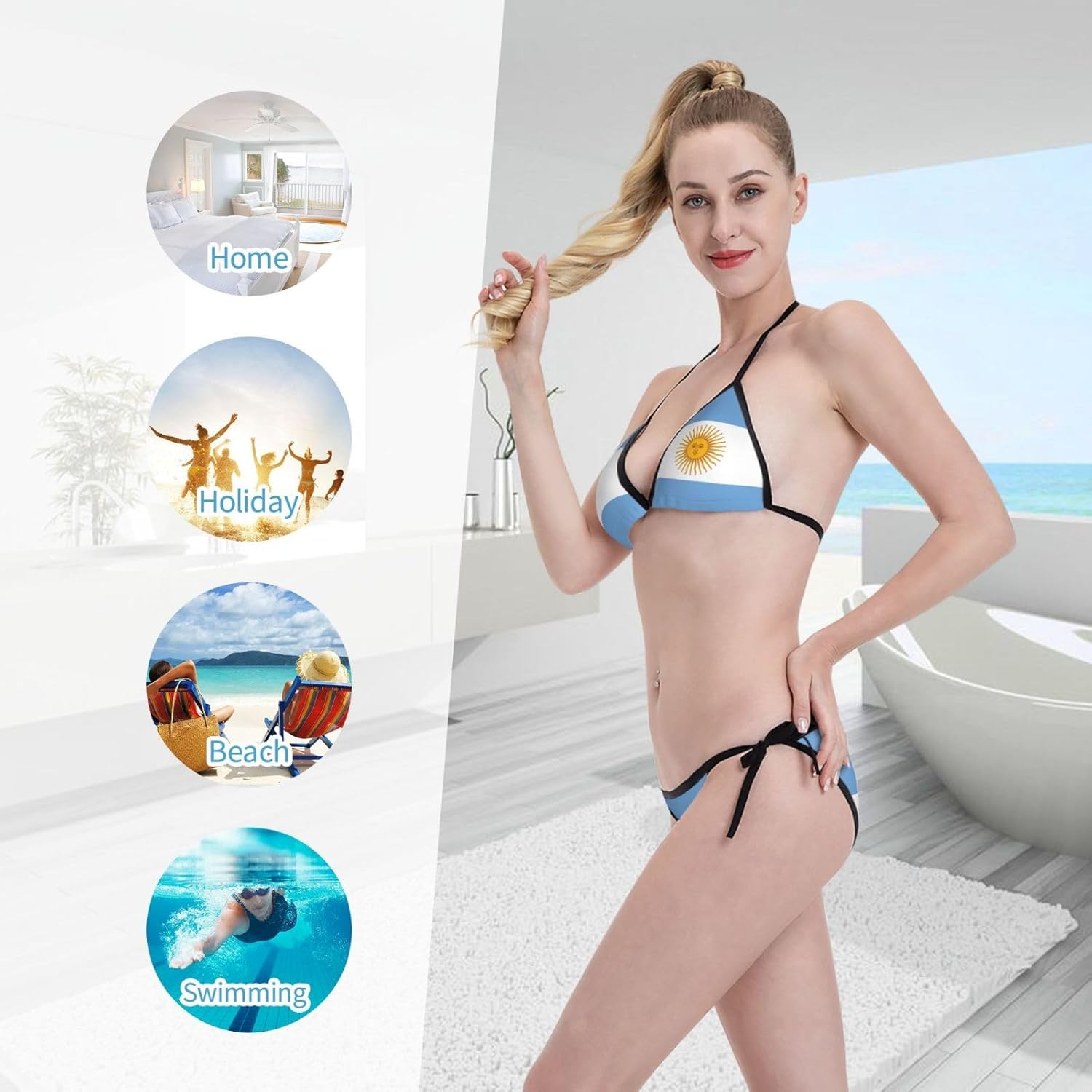 Trinidad and Tobago Flag Women Two Piece Swimsuit Sexy Swimwear Halter String Triangle Bikini Sets - Image 7