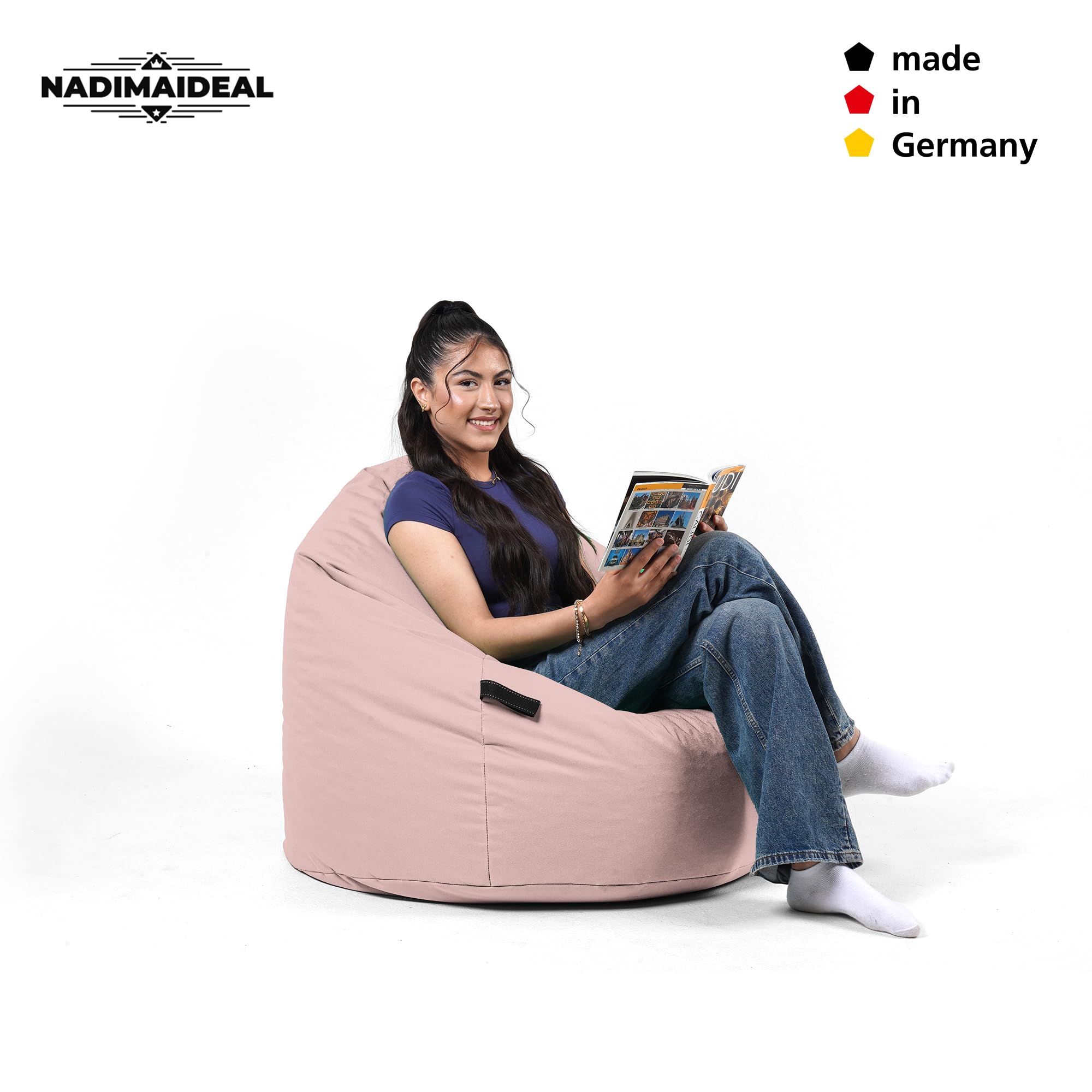 Sitzsack Tropfenform Kastanie | Bodenkissen für Kinder & Erwachsene | Indoor & Outdoor | Gaming Sitzsack - Sitzkissen - Beanbag | Füllung EPS Perlen (Puderrosa, XL-Durchmesser 77 cm)