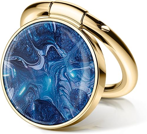 Miniatura 1 de GVIEWIN Soporte de anillo de teléfono celular de mármol, agarre de metal para soporte magnético de automóvil compatible con iPhone 14 Pro Max14