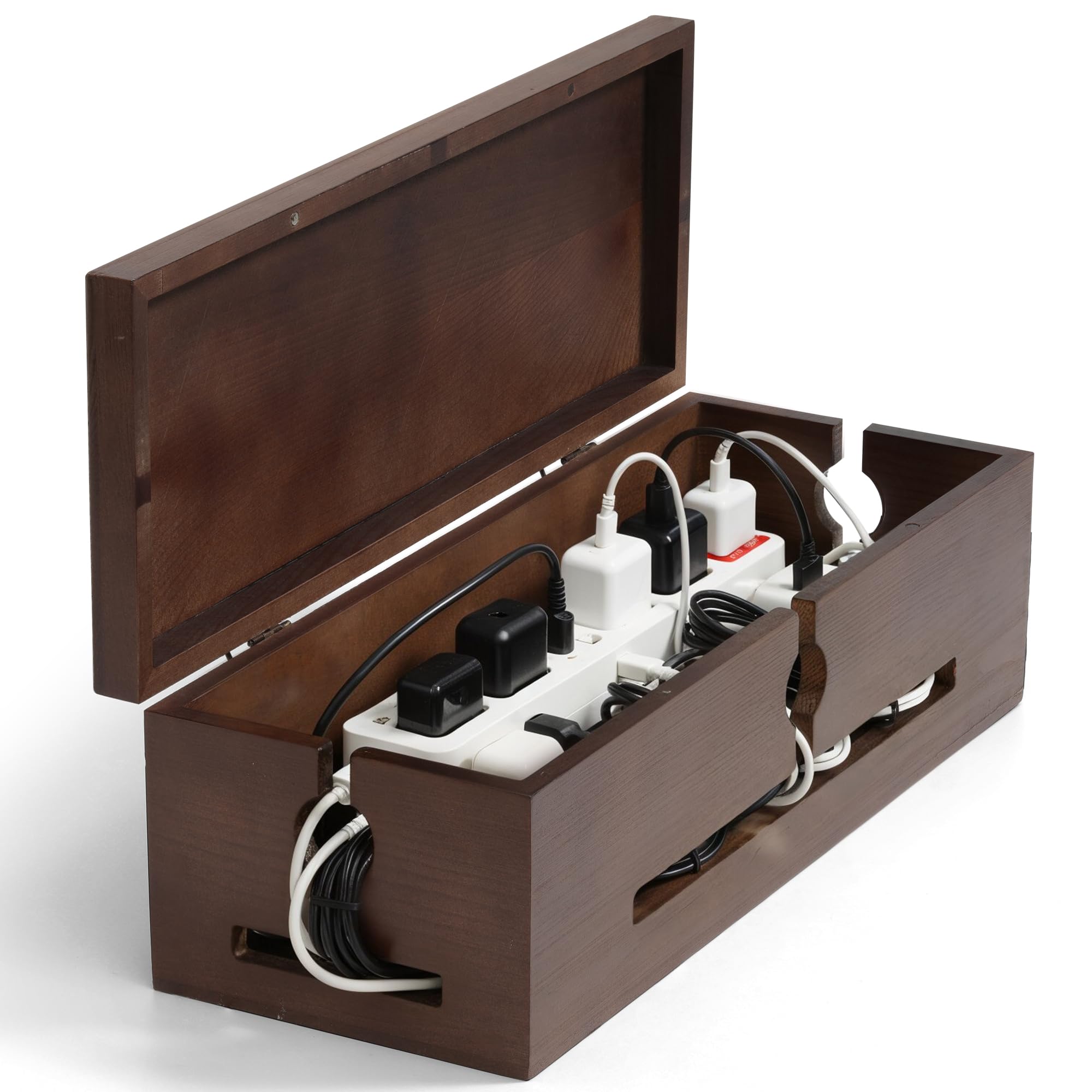 Photo 1 of SenlanMot Wooden Cable Management Box – Modern Wire Organizer Box & Power Strip Cover for Home or Office | Large Cable Hider for Wires, Chargers & Extension Leads