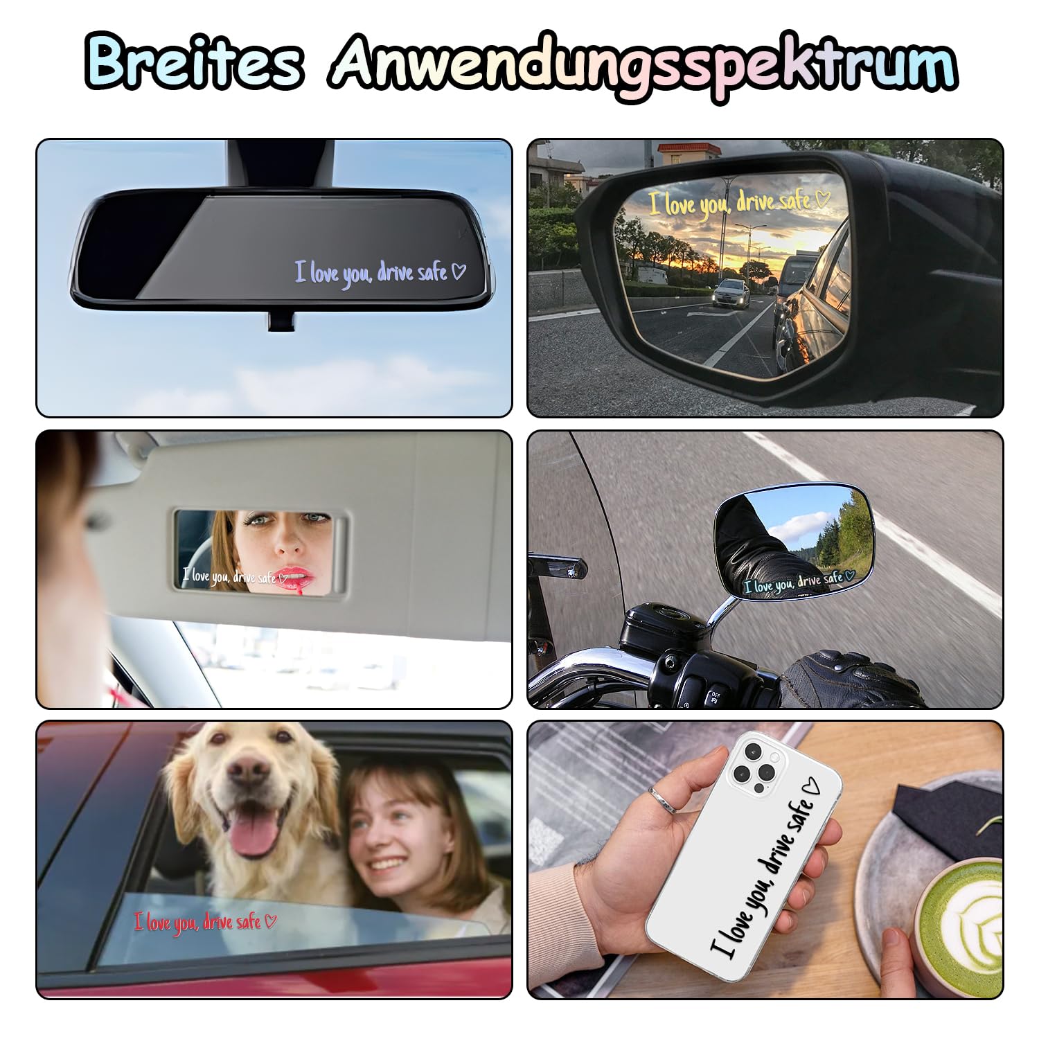 18 sztuk naklejek na lusterko wsteczne "I Love You Drive", dla kierowców, kobiet, mężczyzn, na akcesoria samochodowe, lusterko wsteczne, lusterko samochodowe
