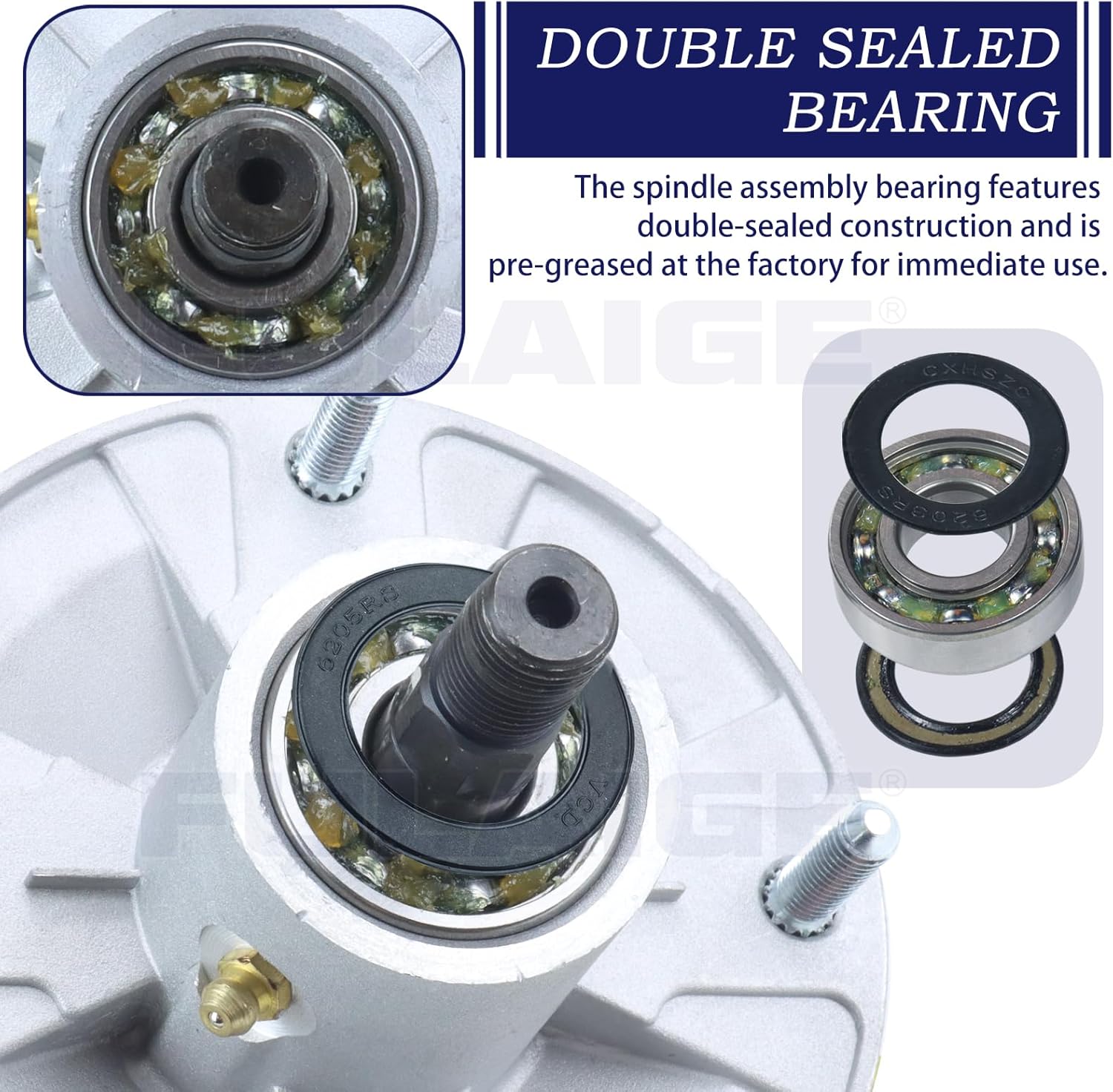 3 PackAM144608 Spindle Assembly kit with UC20697 Pulley Replaces John Deere AM144608 Spindle Assembly for John Deere X330 X350 X370 X380 Z330R Z355E Z375R Z515E Z525E Z355R Z535M Lawn Tractors