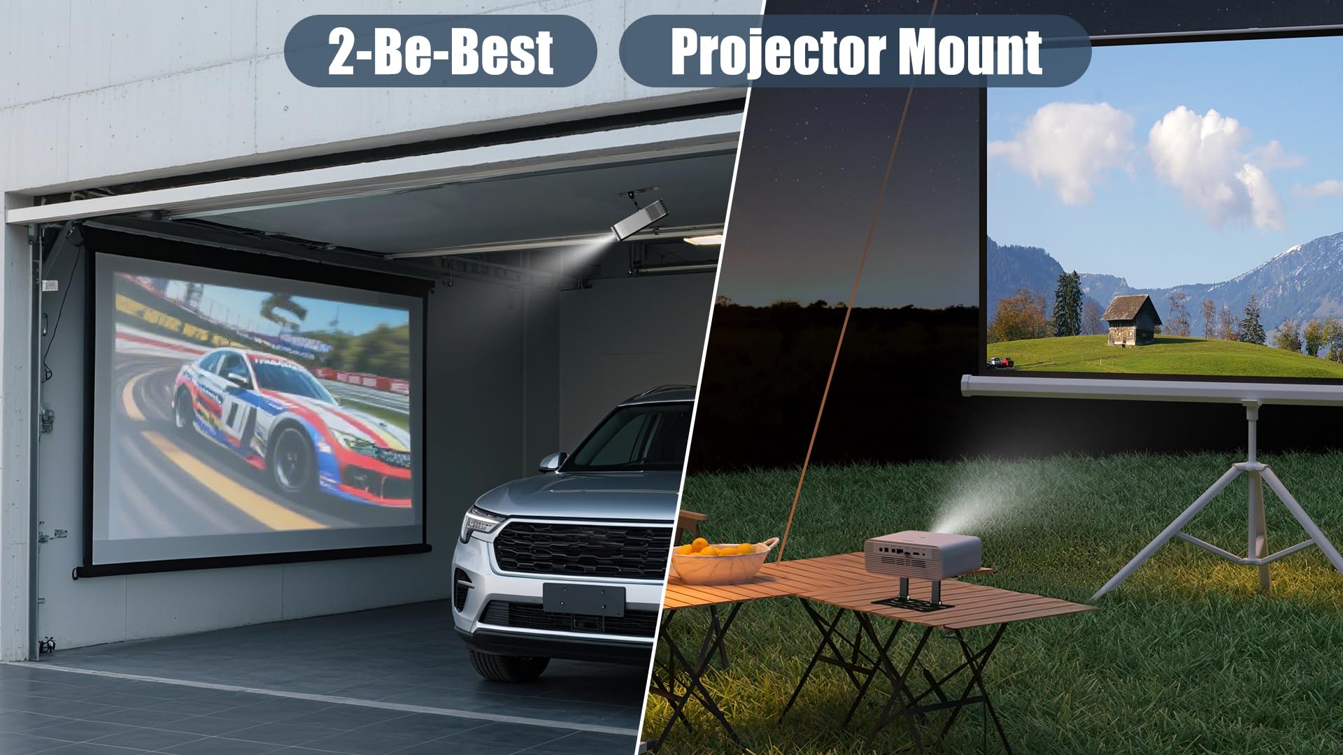 2-Be-Best Supporto regolabile per proiettore, supporto 3 in 1 da scrivania/parete/soffitto con rotazione a 180° a doppio asse, supporto per proiettore da tavolo in acciaio al carbonio, vite universale