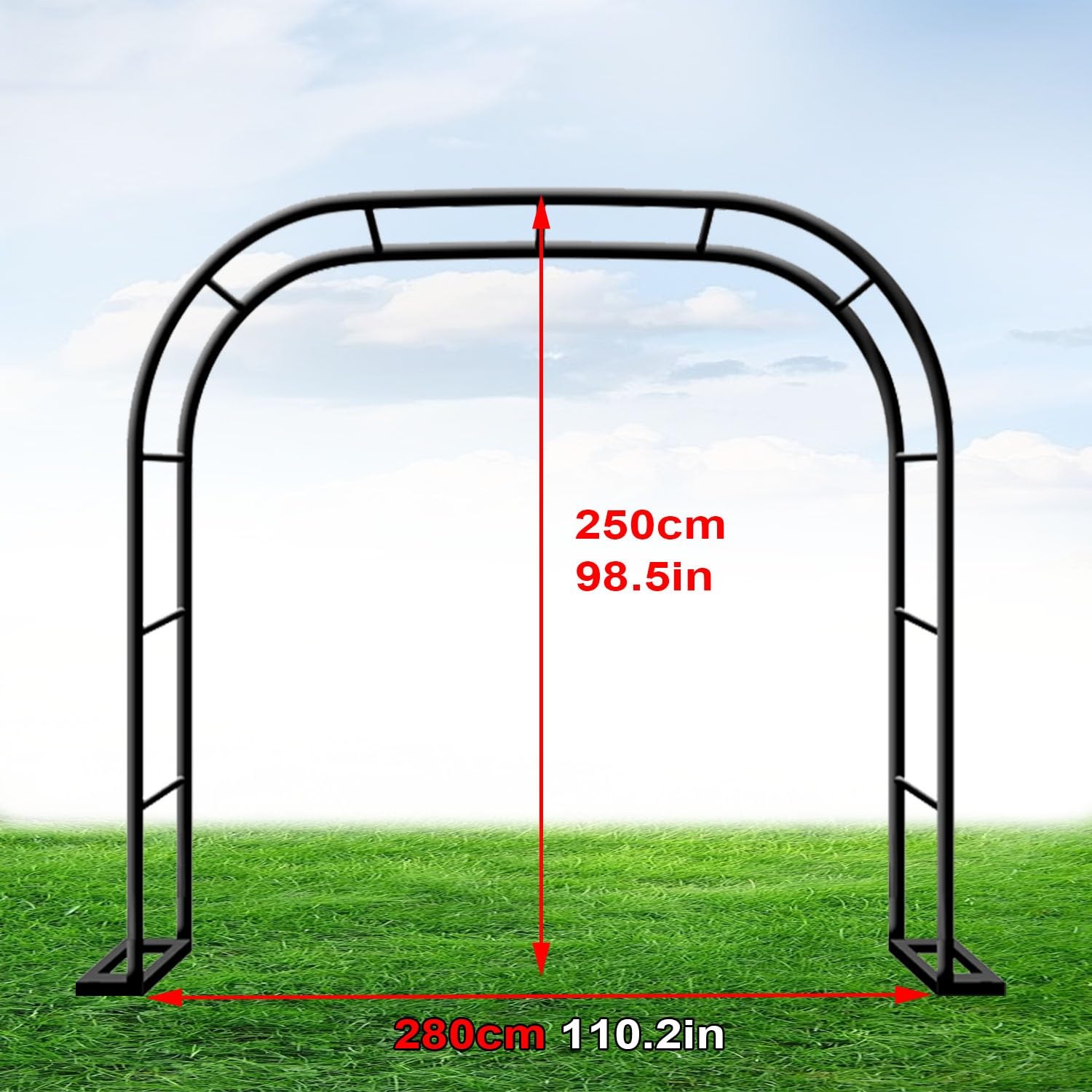 Metalowa kratka ogrodowa do roślin pnących, podpora regulowana wysokość 80-350 cm, idealna do winorośli i kwiatów, zielone wykończenie, szer. 280 x wys. 220 cm