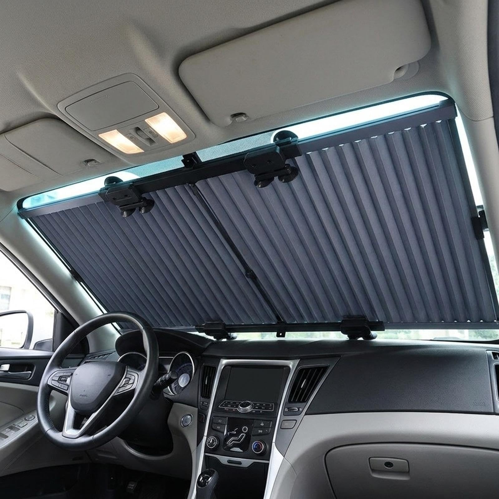 Parasol Retráctil para Parabrisas Delantero de Coche con Ventosas, Visera Portátil para SUV, 80cm x 145cm