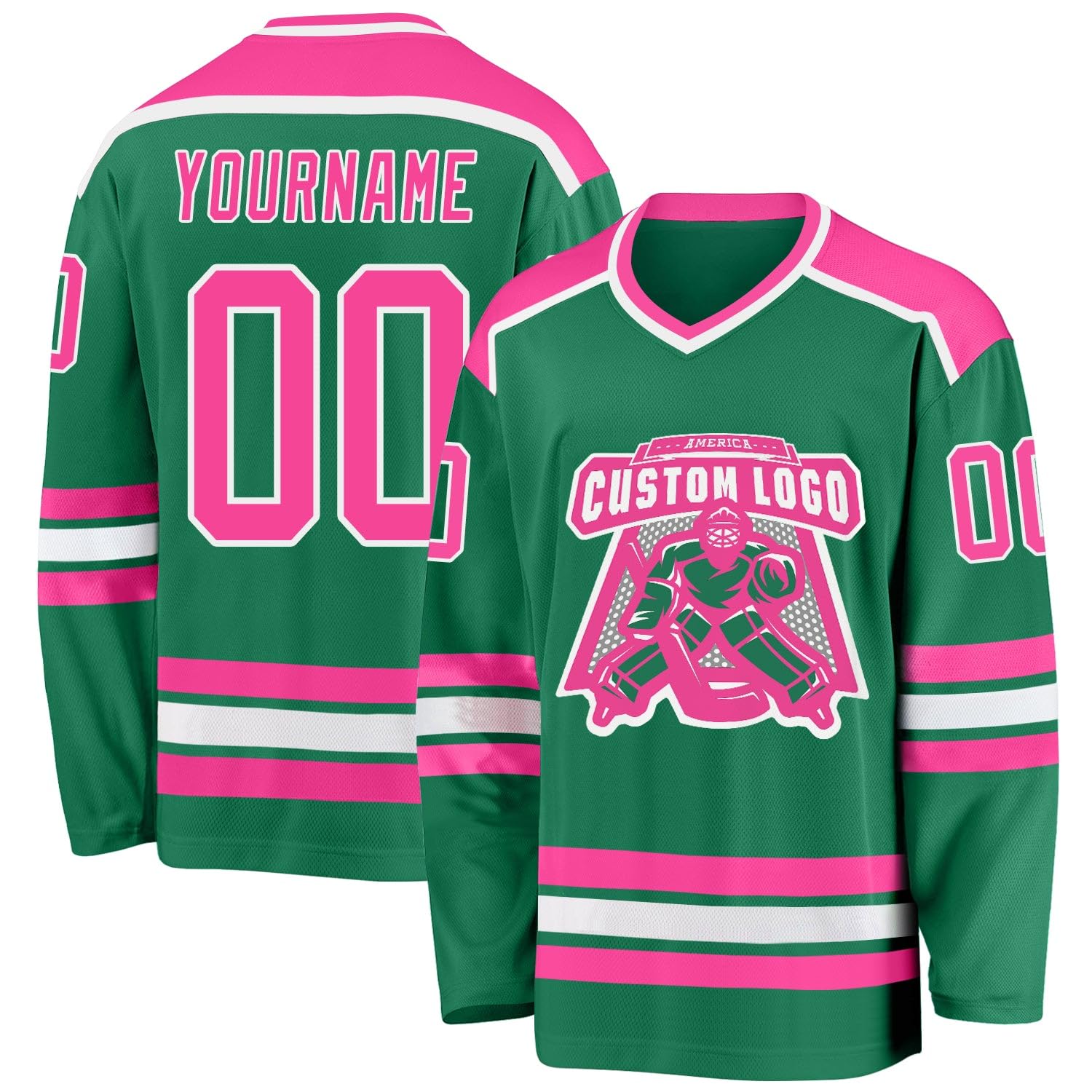 Custom Name Number White Black-Orange Hockey Jersey, Personalized Team V-Neck Sports Hockey Jersey for Men Women Youth