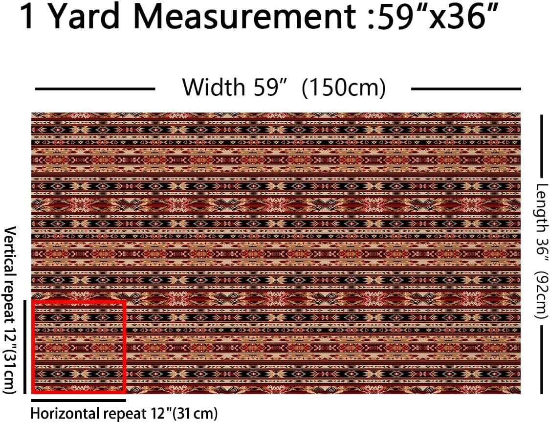 Erosebridal Native American Aztec Fabric by The Yard,Ethnic Tribal Upholstery Fabric,Bohemian DIY Indoor Outdoor Fabric,Geometric Diamond Decorative Fabric,Red Black,2 Yards