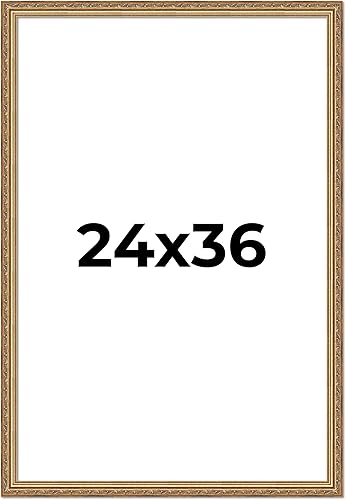 Vista 305 de Poster Palooza Marco de fotos de madera tradicional dorado antiguo de 6 x 18 pulgadas con plexiglás acrílico UV, respaldo de tablero de espuma