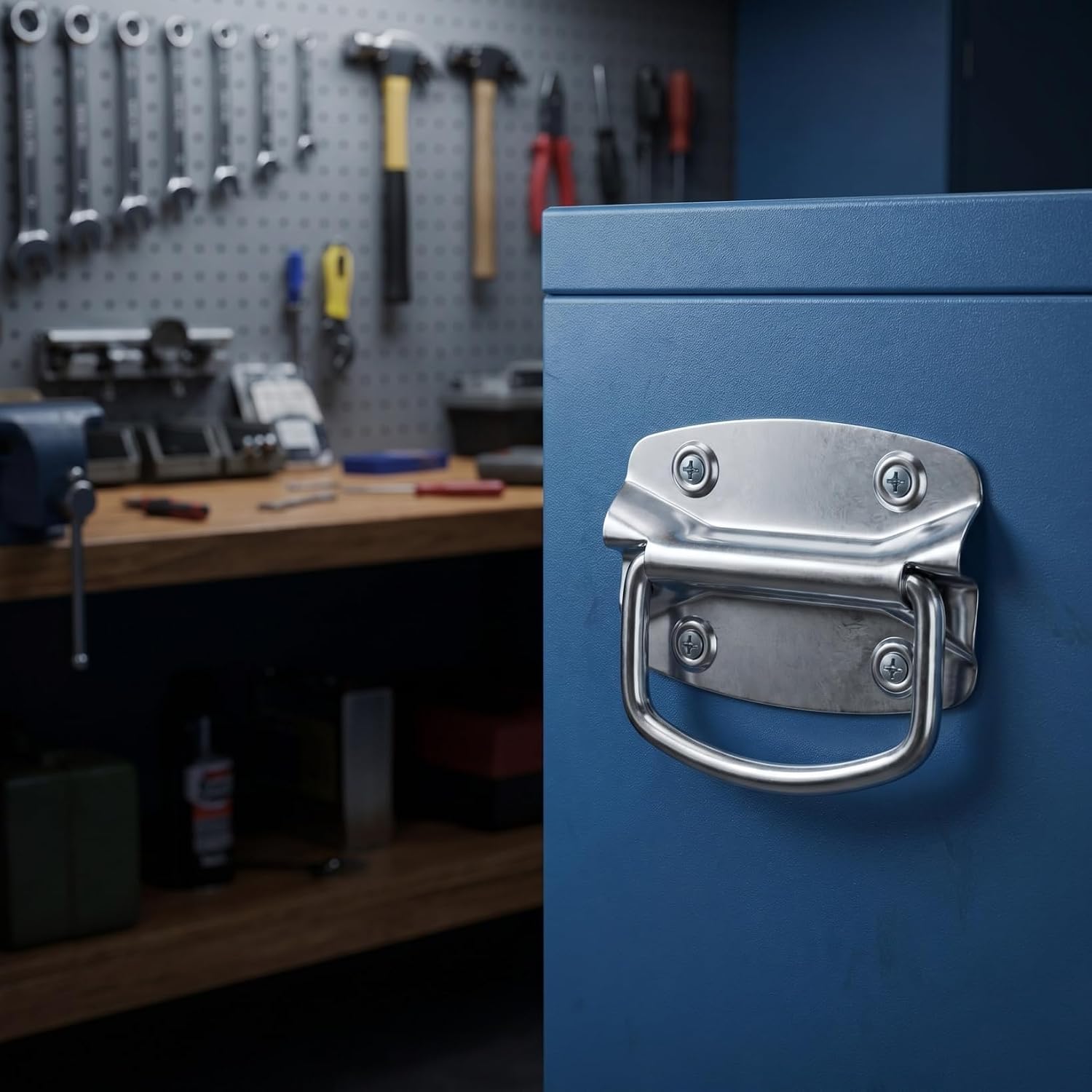 OSALADI 2 pcs Stainless Steel Pull Handles Heavy Duty Chest Handles for Toolbox Cabinet Door Box Buckle Handle with 4 Mounting Holes 3.93 X 2.75 X 0.78 in image 5