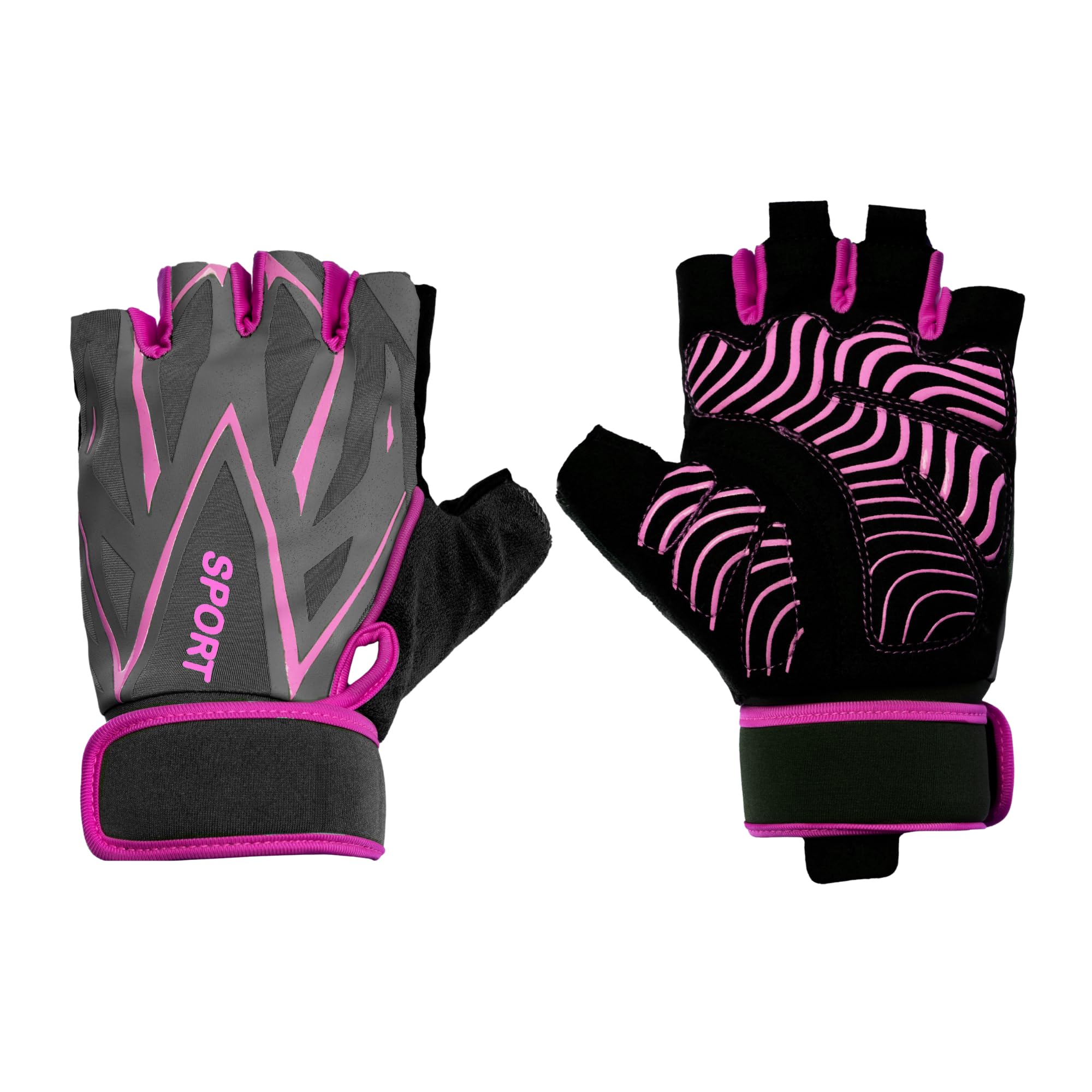 badowl gym gloves for men & women with wrist support | gloves for professional weightlifting, exercise, training, cycling, bike sports gloves (pink - m)