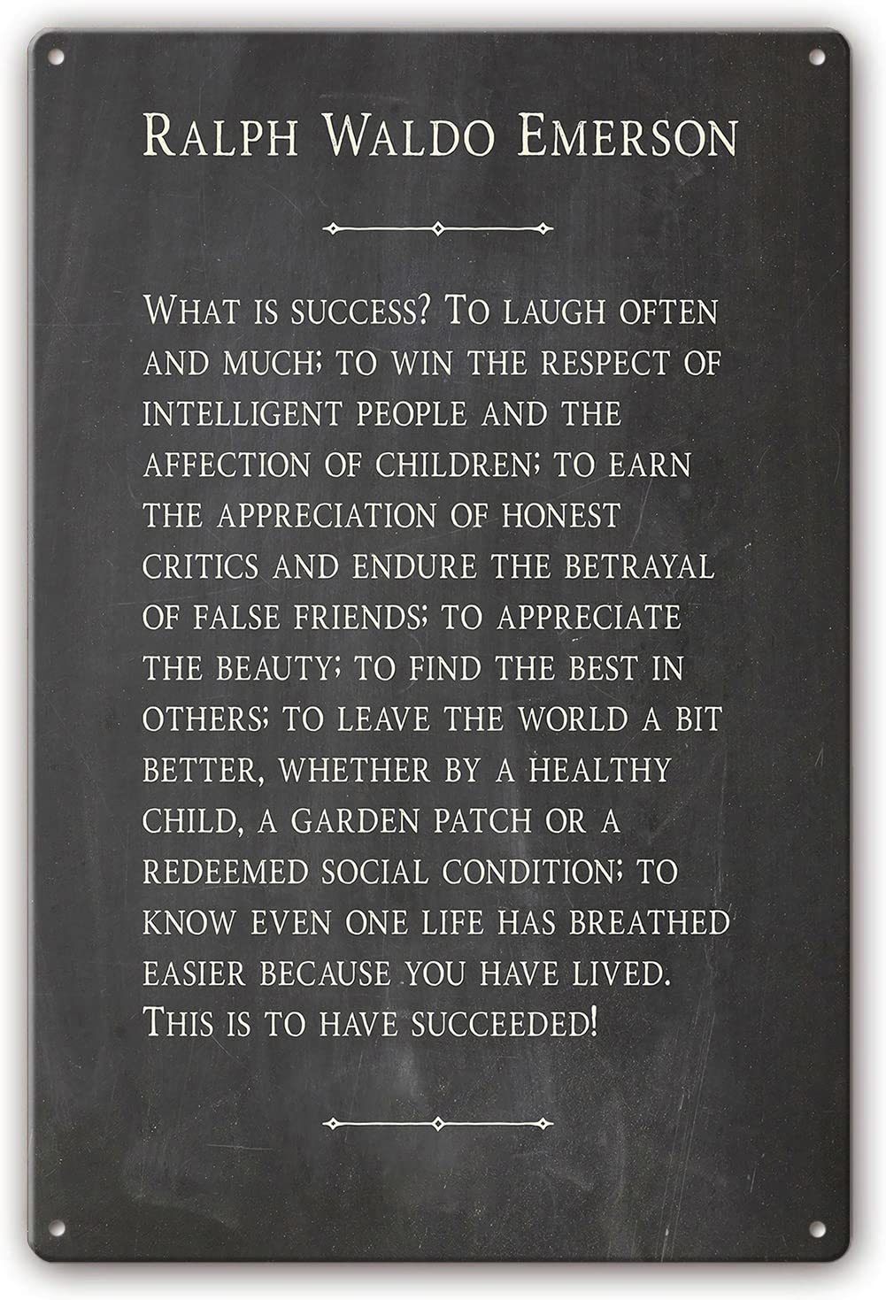 Preeklen Tin Sign 007 Metal Tin Sign What Is Success By Ralph Waldo Emerson Motivational Quotes Wall Art Plaque Decorations For Living Room Rectangle Picture Painting For Bedroom 12X16 Inch