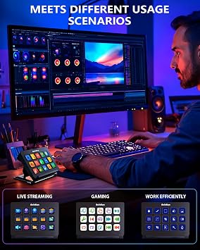 Stream Controller Deck with 15 Macro Keys,Studio Controller Actions in OBS/Twitch/YouTube and More, Upgrade Version 3.0 Streaming Deck Keyboard Compatible with Mac/PC