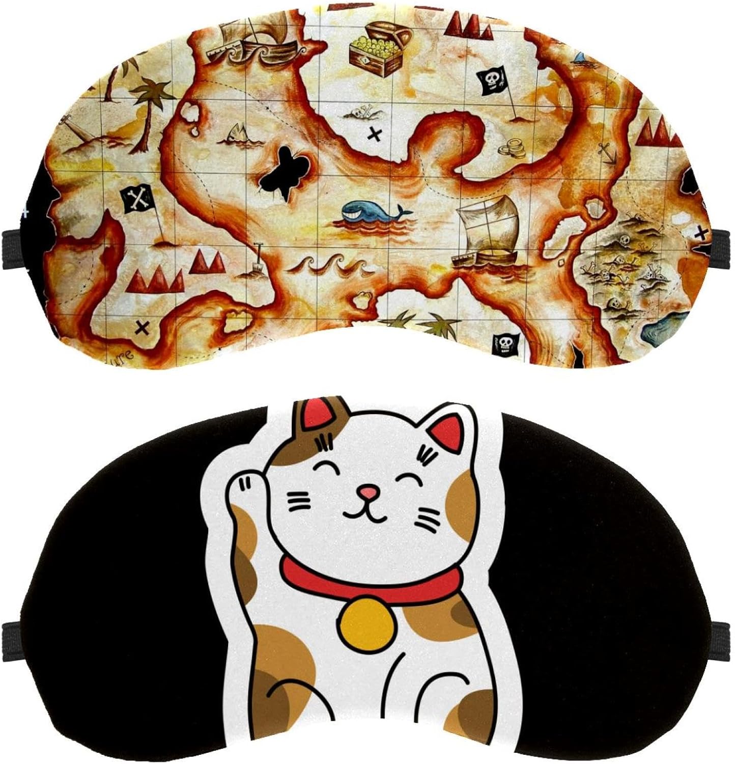 2 mascherine per dormire, per dormire, per dormire sul fianco, simpatiche maschere giapponesi con sfondo nero, maschera per gli occhi che blocca la luce, copertura morbida per gli occhi, per viaggi