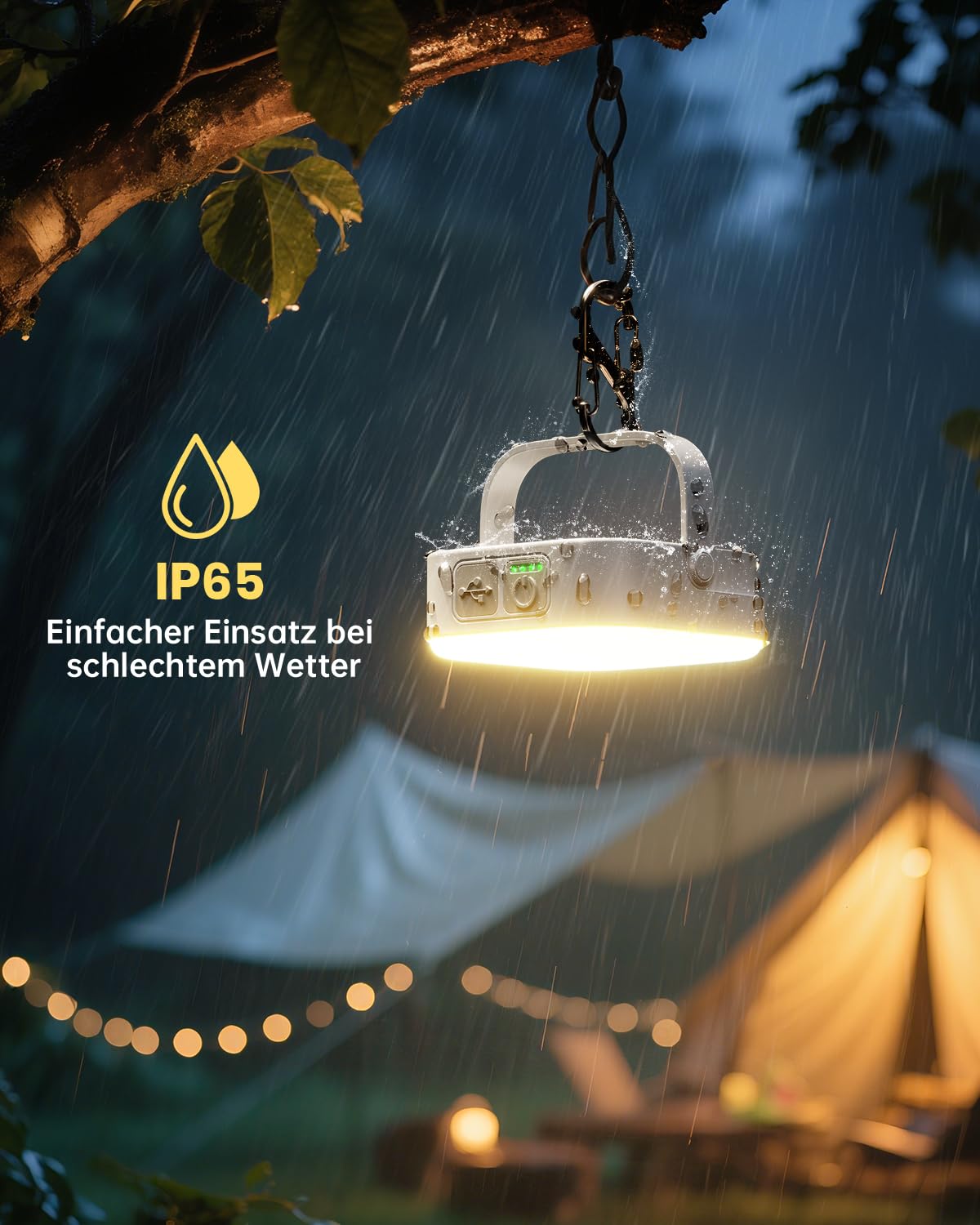 Eventek Campinglampe 4000LM, 10000mAh LED Outdoor Camping Licht Bis zu 100+ Stunden & 4 Modi, IP65 Wasserdicht Tragbar Aufladbar Zeltlampe für Camping, Stromausfälle,Wandern, Notfall, 2 Stück Standard