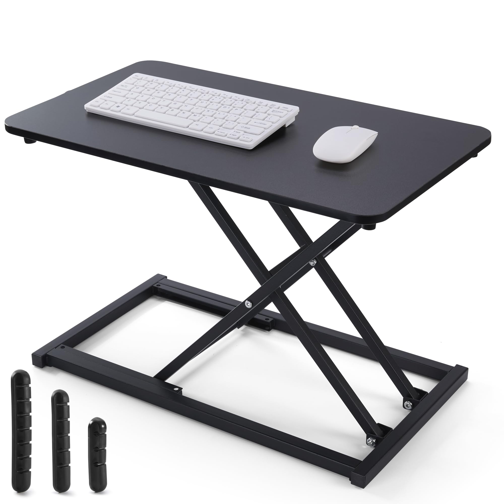 Venmark - Keyboard and Mouse Riser - 24 x 12 Inch Height Adjustable Desktop Stand with X-Frame Stability - Ergonomic Keyboard Platform for Sitting or Standing