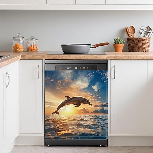 Miniatura 18 de Cubierta decorativa de imanes para lavavajillas de los años 70, diseño floral retro, impermeable, magnético, para lavavajillas, cubierta magnética