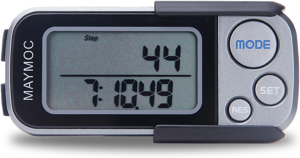 MAYMOC 12 Month Warranty 30 DAY MEMORY Multifunctional 3D Pedometer with Clip and Strap, Extremely Accurate Step Counter, Walking Distance Miles and Km, Calorie Counter,