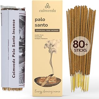 Holy Palo Santo Incense Sticks - 80 Charcoal Free Incense, Made from Upcycled Flowers | Cleansing Incense Sticks Spiritual or Inciensos para Sacar Malas Energias